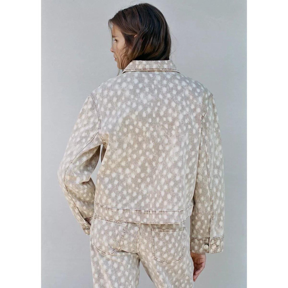 Veste en jean à imprimé animalier marron, MANGO TEEN