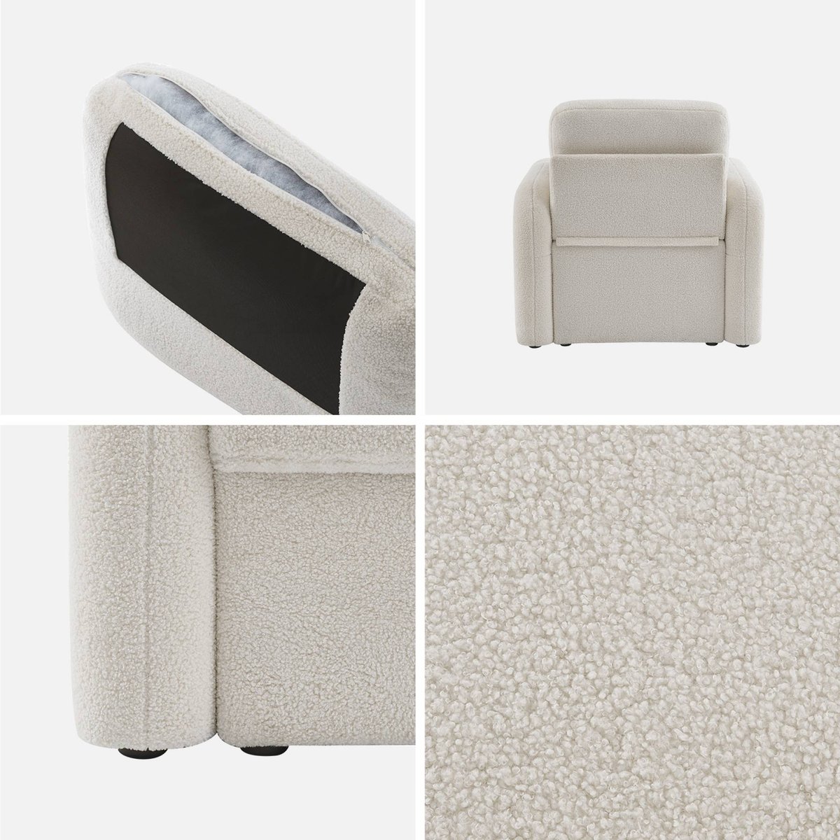 Fauteuil arrondi tissu bouclette MILANO crème, SWEEEK