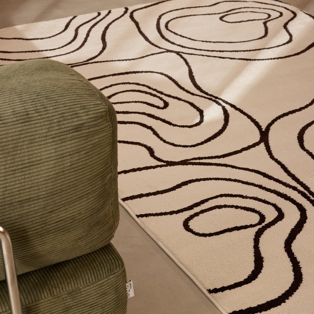 Tapis intérieur à motif abstrait organique SANTAL crème, NAZAR RUGS