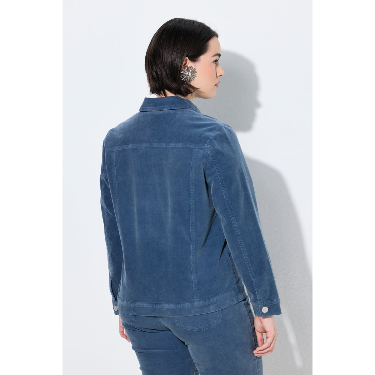 Veste en velours côtelé, patte de boutonnage bleu, ULLA POPKEN