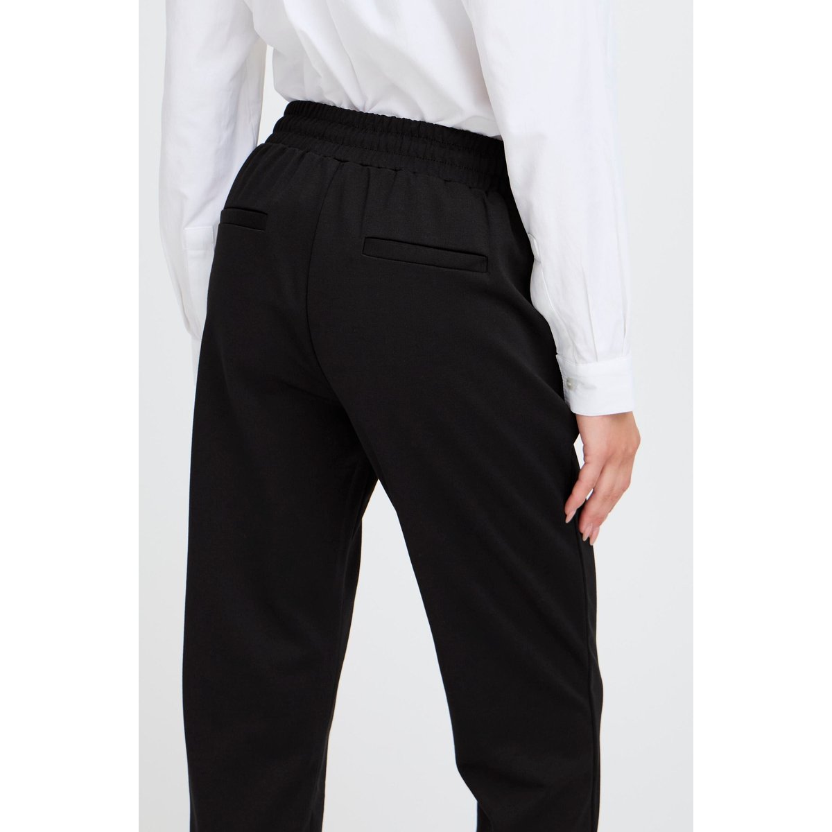 Pantalon coupe fuselée, taille élastiquée noir, B.YOUNG
