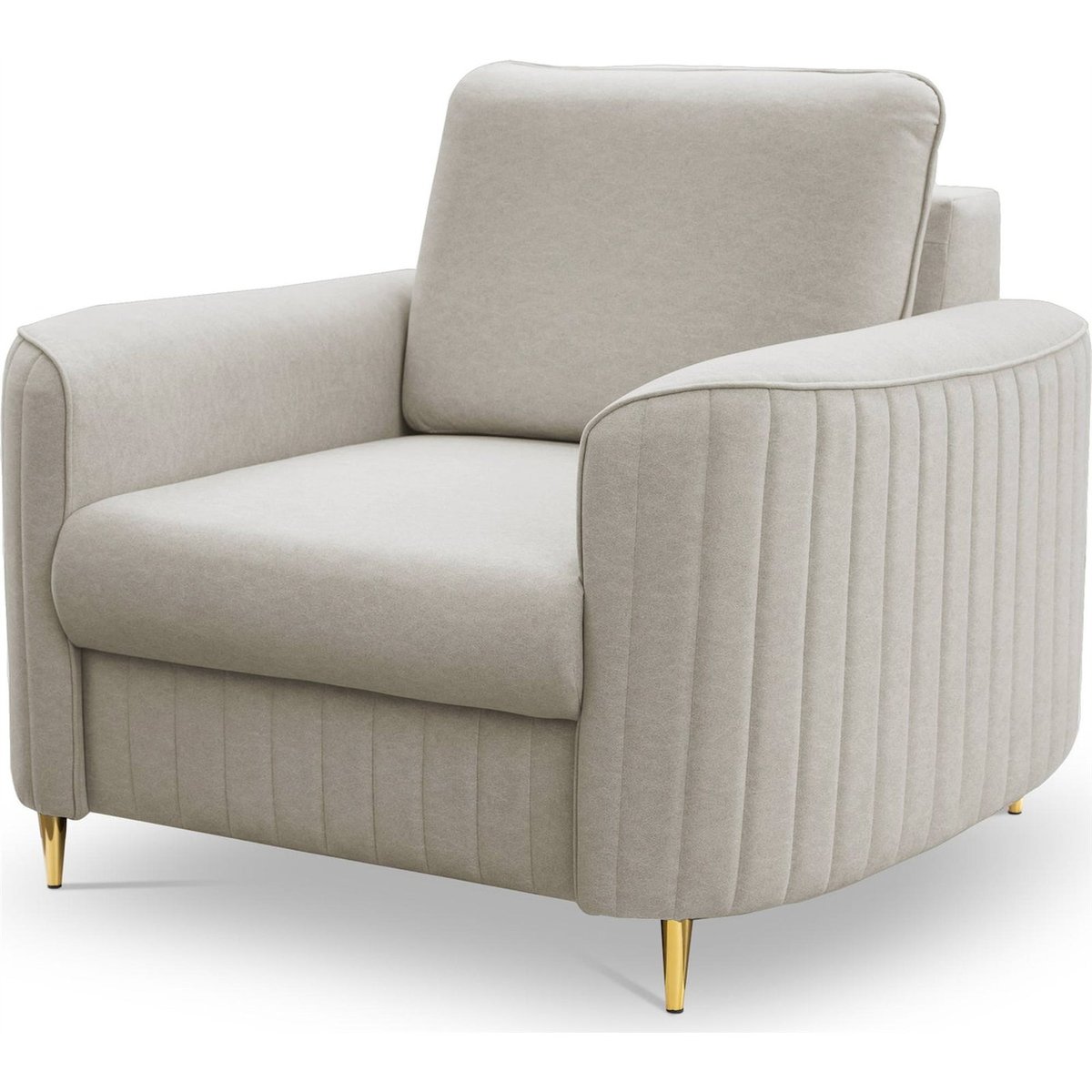 Fauteuil cabriolet en velours PANTANO beige clair, RECOLLECTION