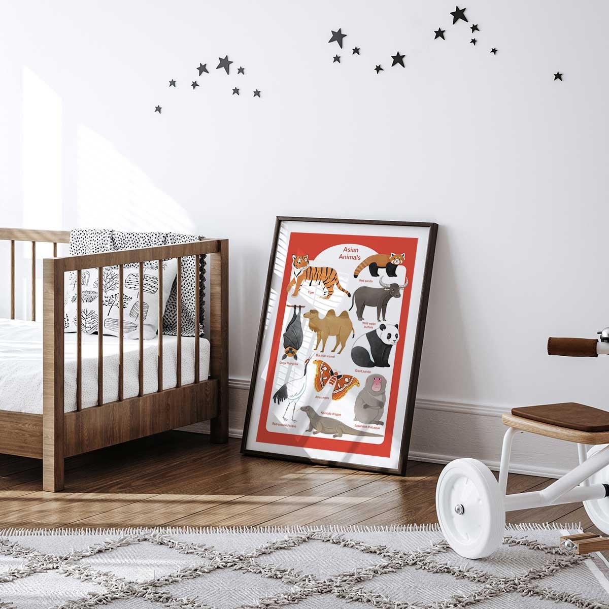 Affiche enfant animaux d' asie affiche seule, HEXOA