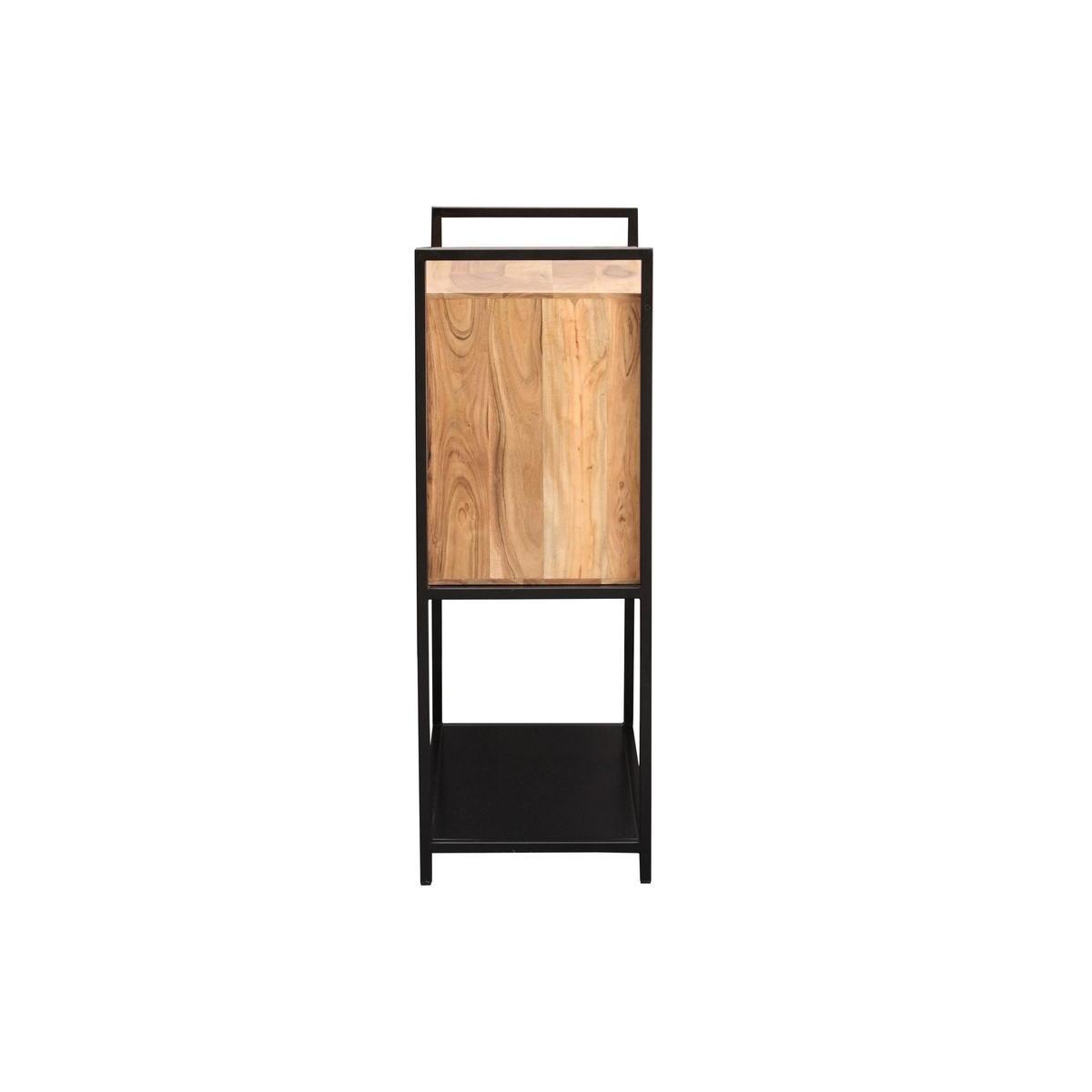 Buffet haut en bois massif et métal noir 2 portes L85 cm ARTHUS bois clair / noir, MILIBOO