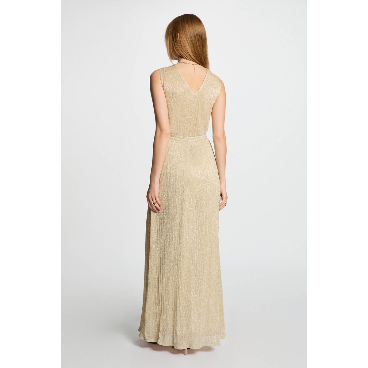 Robe longue droite jaune or, MORGAN