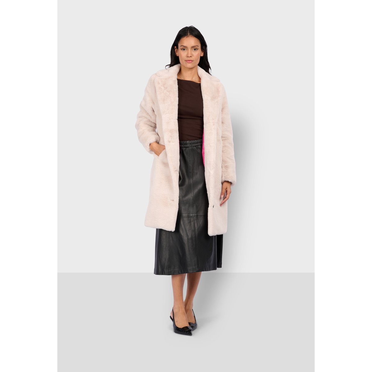 Jupe midi à taille élastiquée NAHEE noir, OAKWOOD