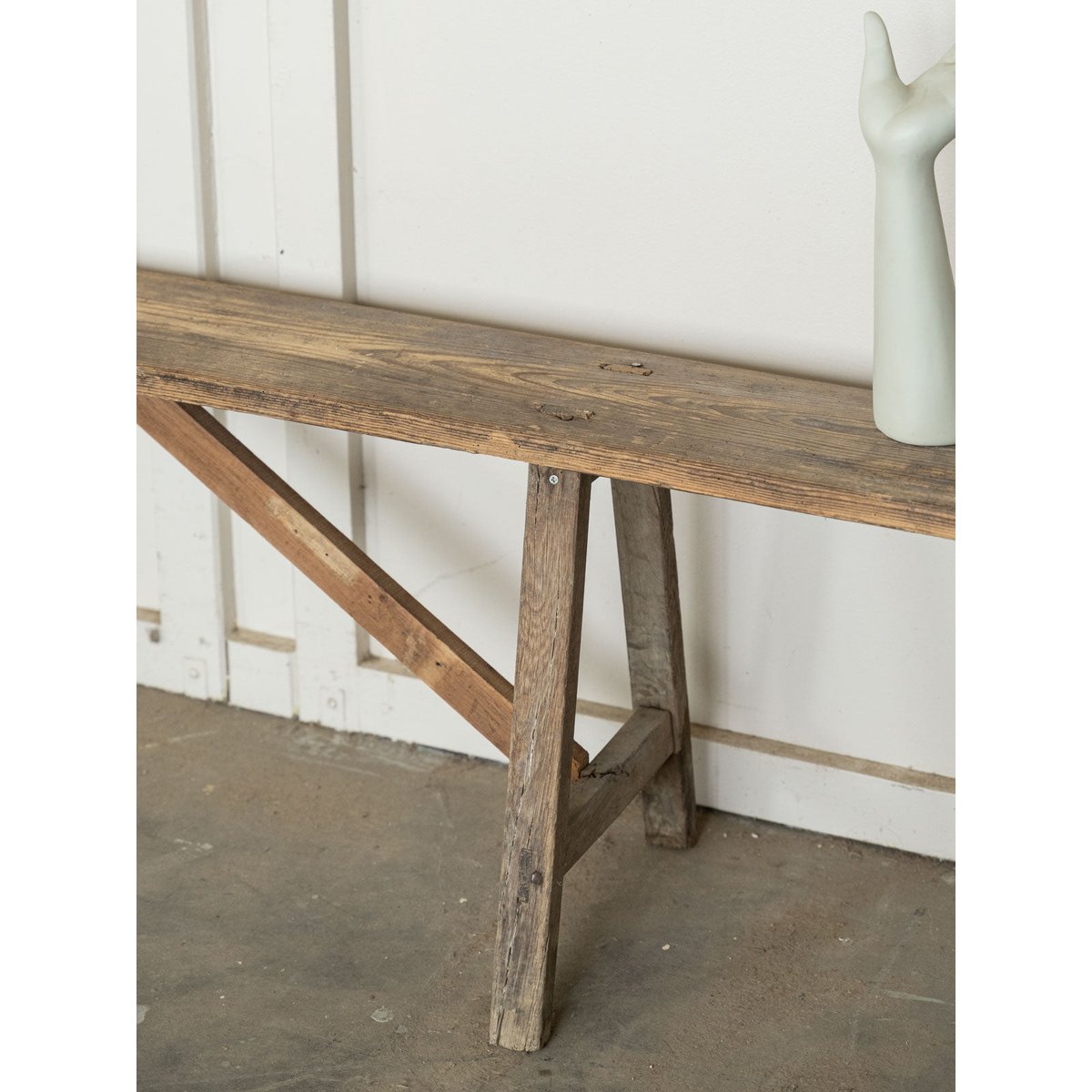 Banc de ferme en bois Antoine N°531 - Bon état bois clair, DEBONGOUT