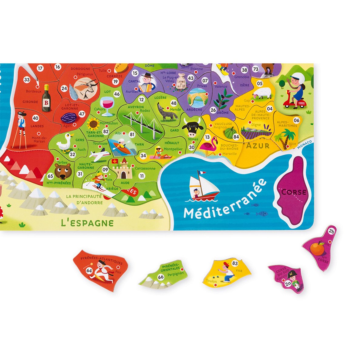 Puzzle France Magnétique 93 Pièces bleu, JANOD