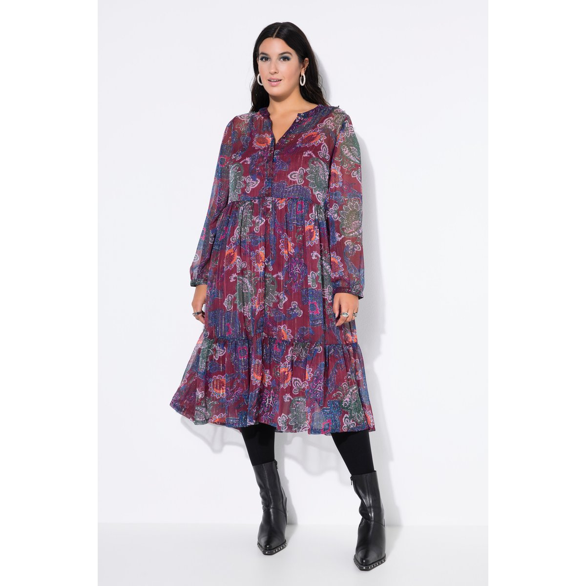 Robe maxi en mousseline rouge cerise foncé, STUDIO UNTOLD