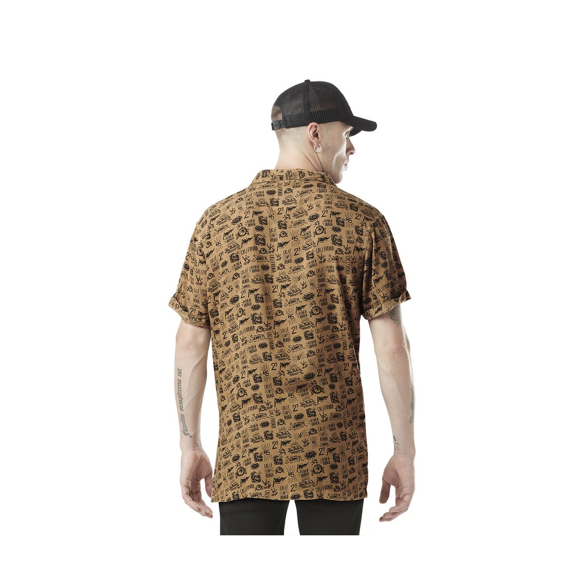 Chemise en viscose AOP camel, VON DUTCH