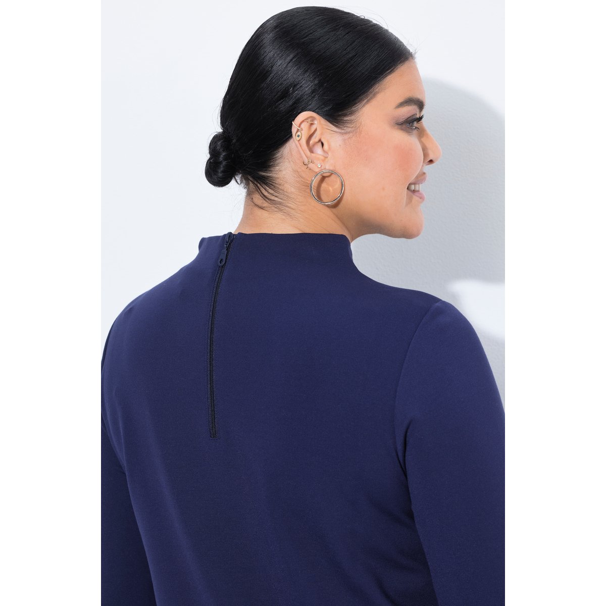 Robe point de Rome, col montant marine, ULLA POPKEN