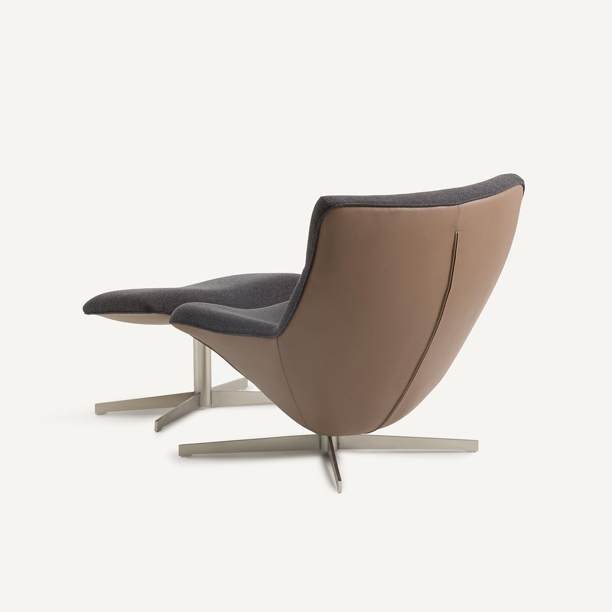 Fauteuil relax pivotant et son repose-pieds Wesley gris/moka, AM.PM