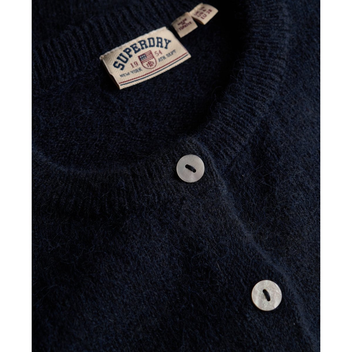 Cardigan en Maille Brossée Coupe Décontractée bleu marine éclipse, SUPERDRY