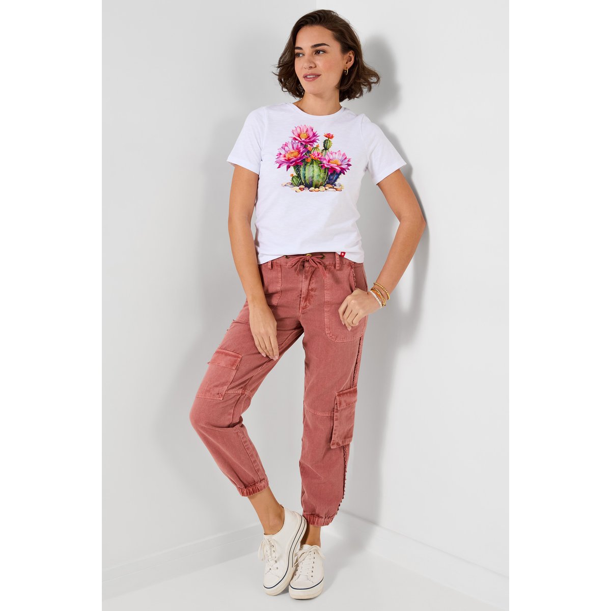 T-shirt à motif cactus blanc, JOE BROWNS