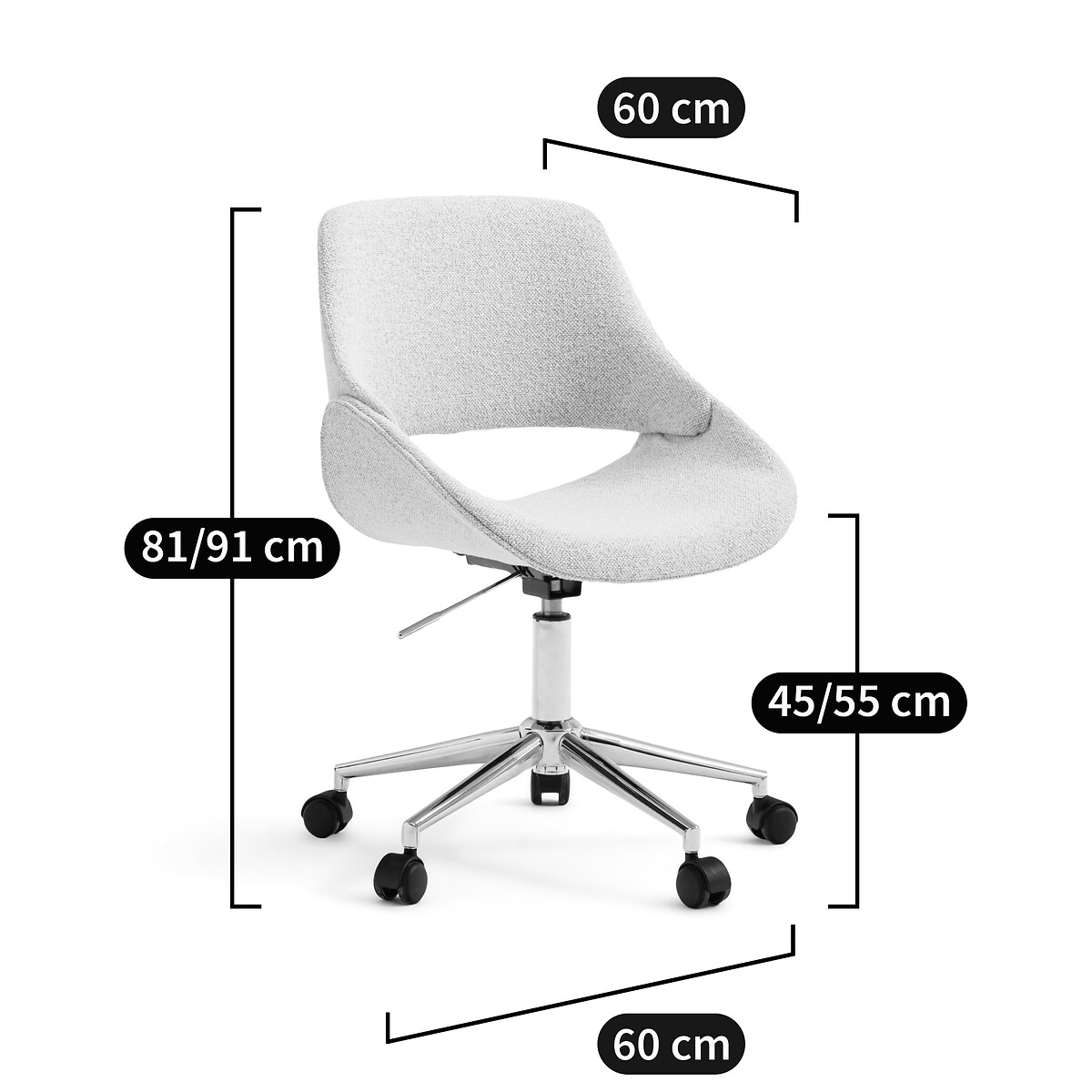 Silla de oficina tejido rizo, Tanael beige              , LA REDOUTE INTERIEURS