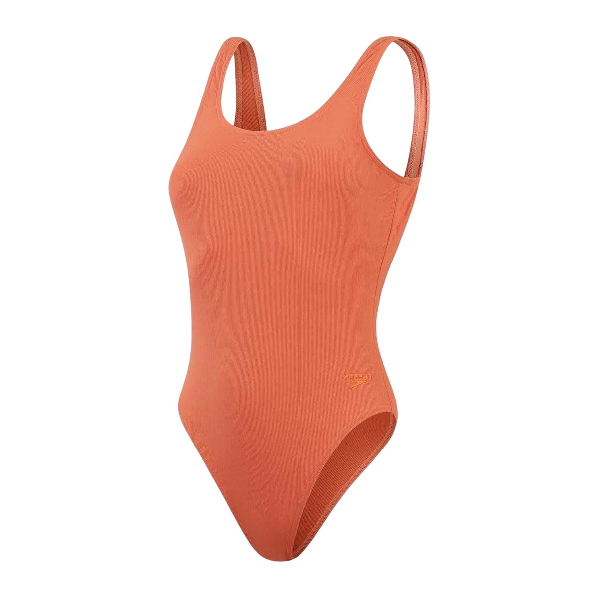 Maillot de bain uni 1 pièce motif/style côtelé marron / orange, SPEEDO