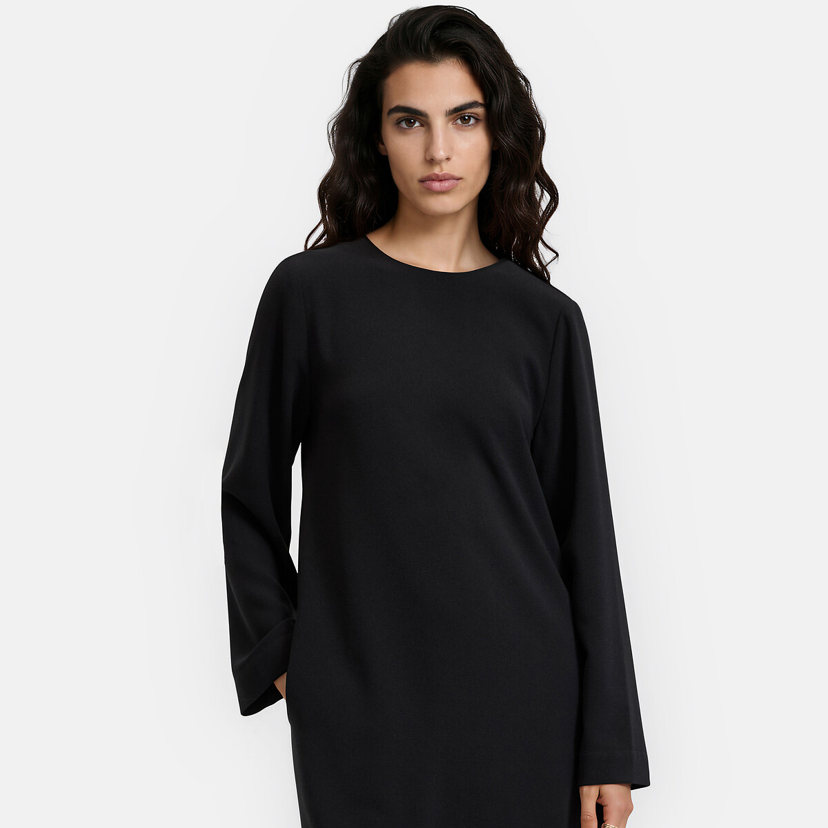 Robe courte et droite manches longues noir, LA REDOUTE COLLECTIONS
