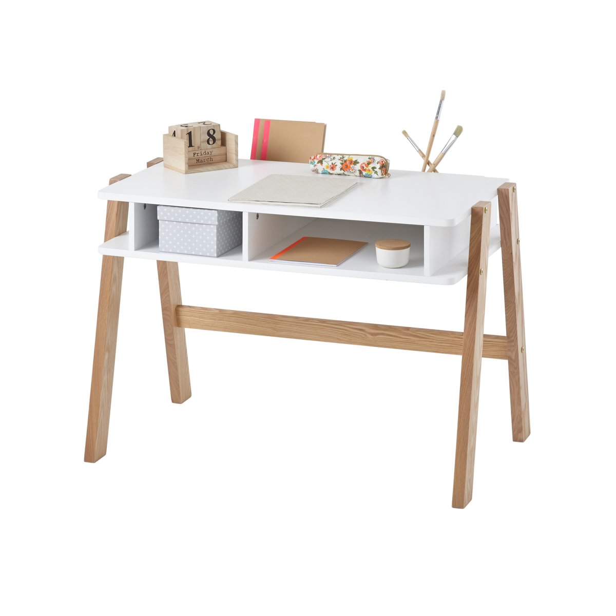 Bureau spécial maternelle LIGNE ARCHITEKT blanc/bois, VERTBAUDET