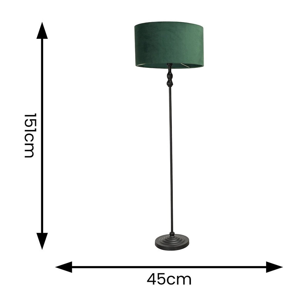 Maude Metal Candlestick Floor Lamp with Velvet Shade green, SO'HOME