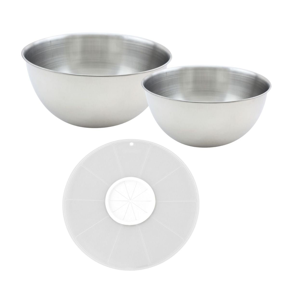 2 bols et un couvercle anti projections BASIC inox, FACKELMANN
