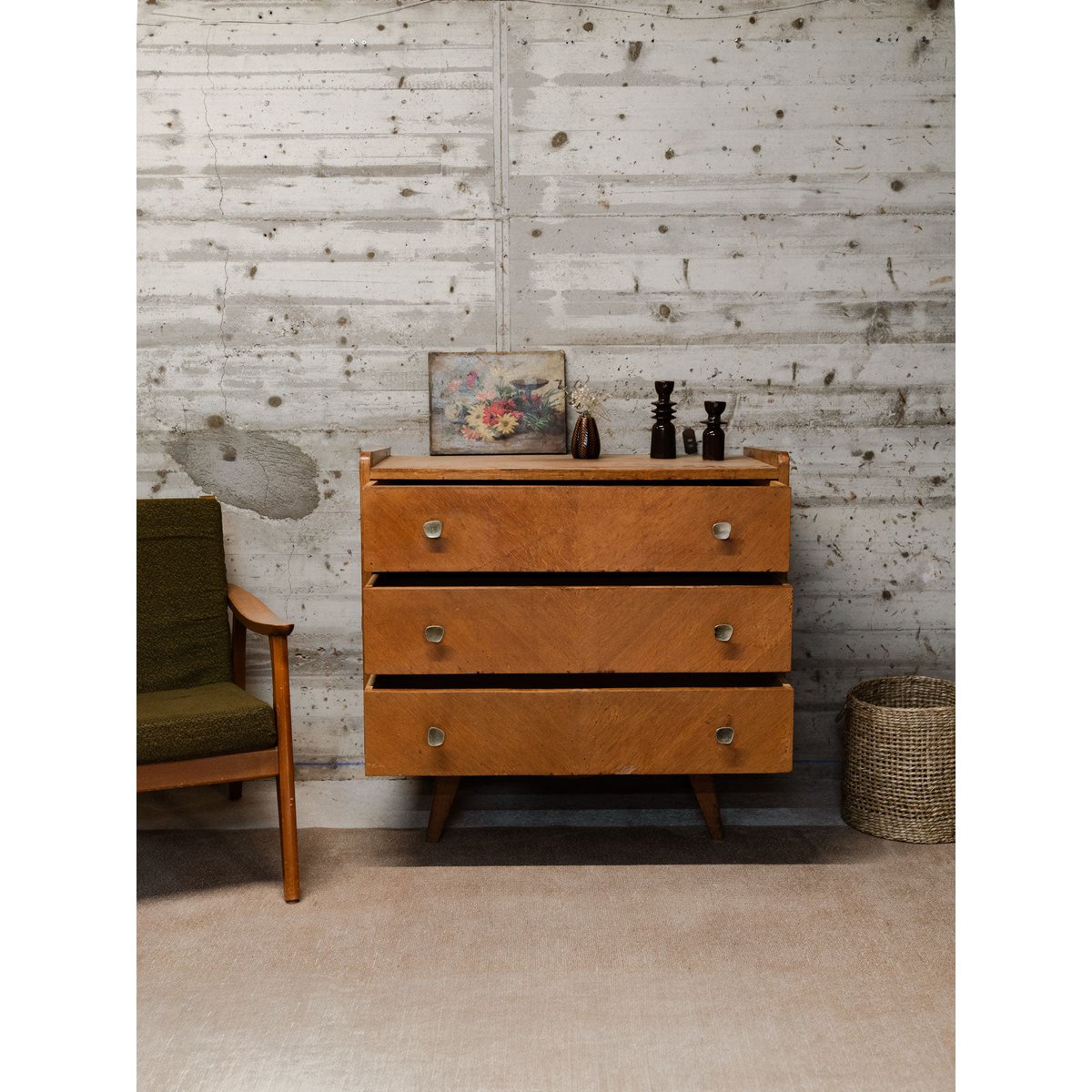 Commode en bois Olga N°458 - Bon état bois clair, DEBONGOUT