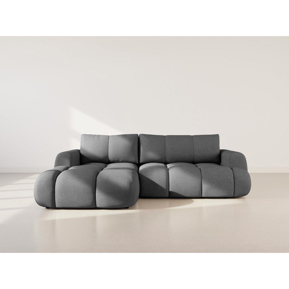 Canapé d'angle gauche 4 places convertible, YULIN gris, BEST MOBILIER