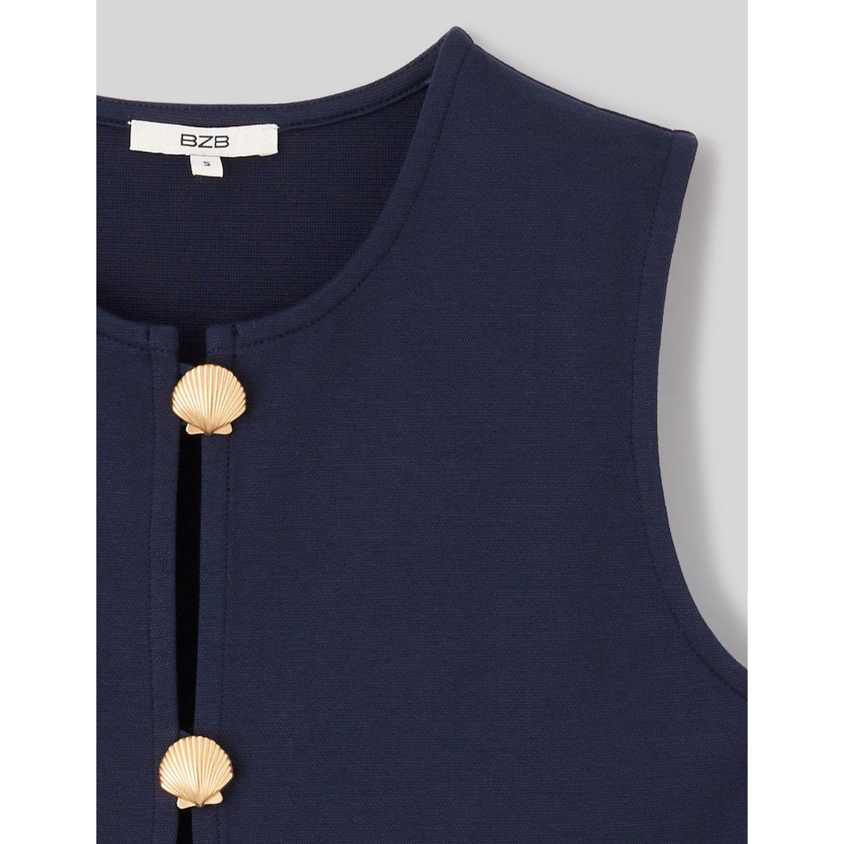 Top avec détails de boutons dorés bleu foncé, BZB
