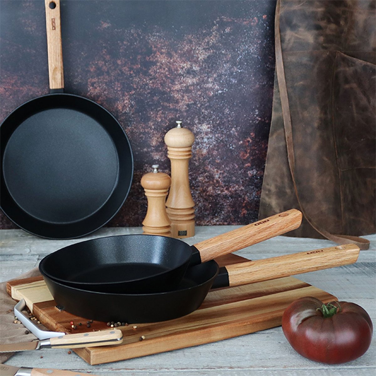 Set de 3 casseroles en aluminium, HECTOR naturel-noir, OGO LIVING