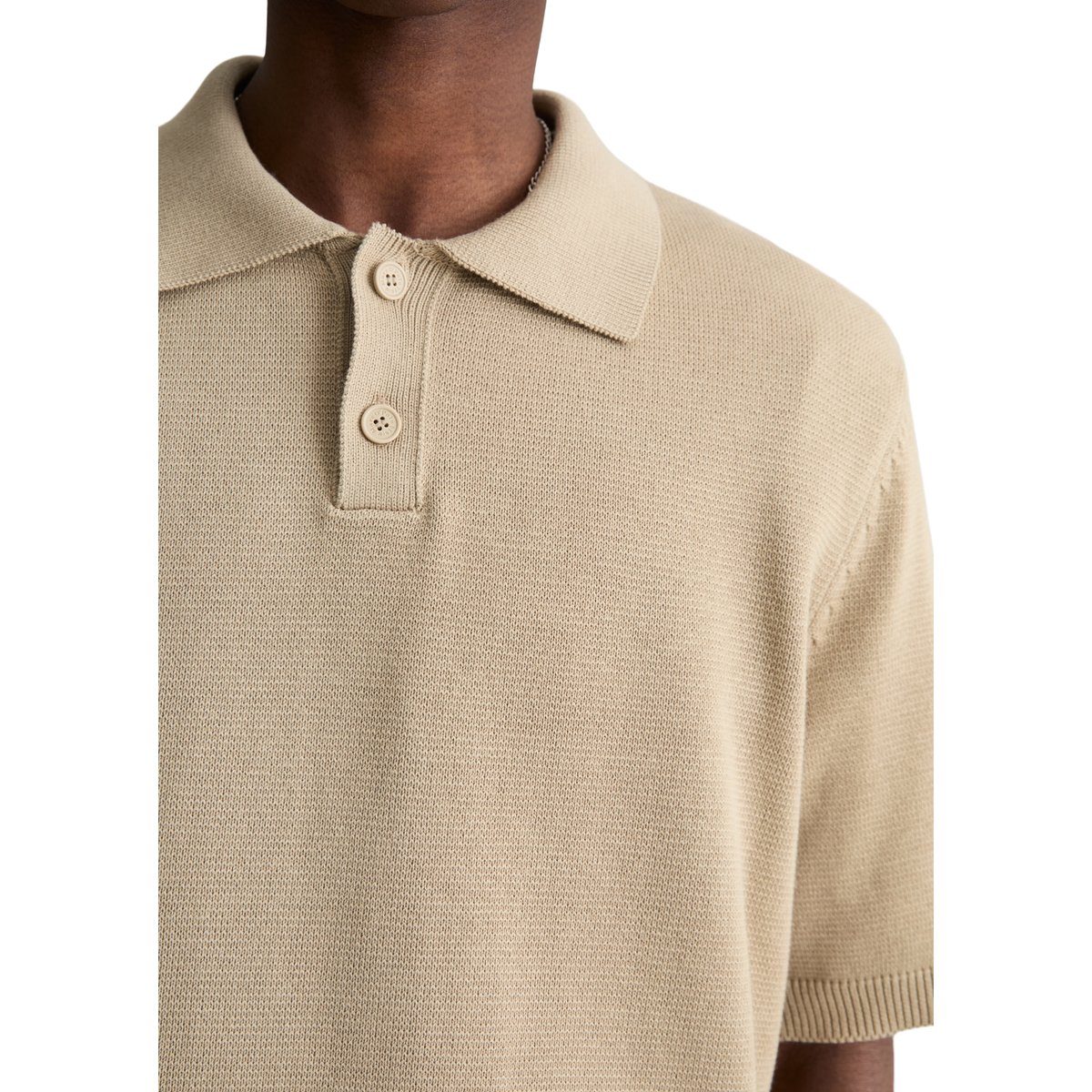 Polo en tricot régulier avec une structure finement côtelée beige, MARC O’POLO DENIM