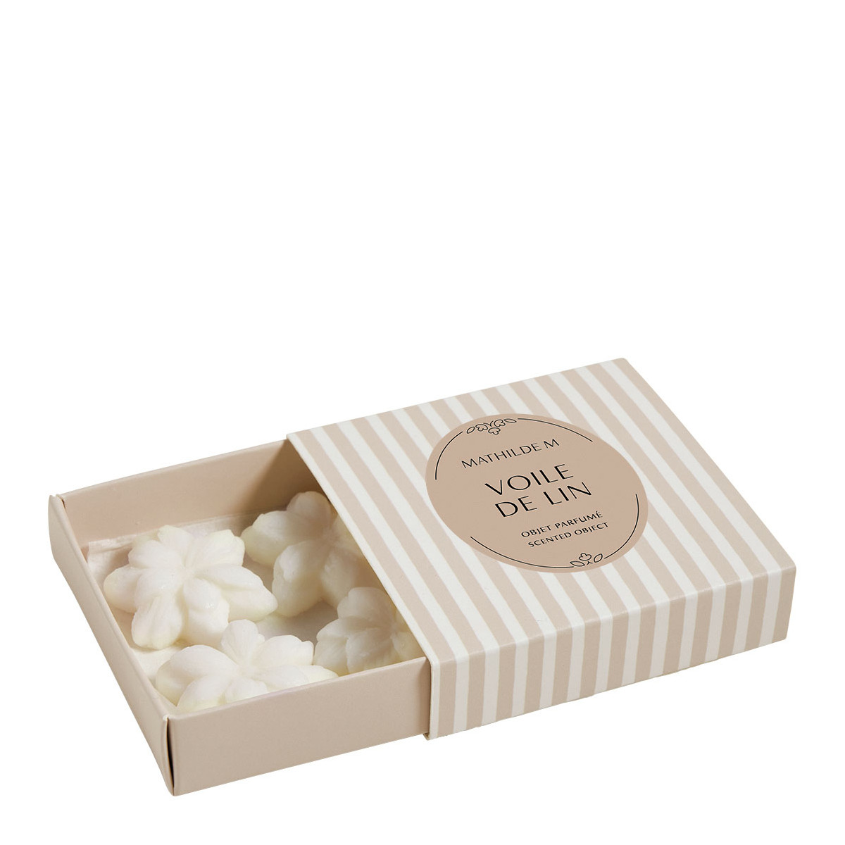 Coffret de 4 décors fondants en cire parfumée - VOILE DE LIN blanc, MATHILDE M