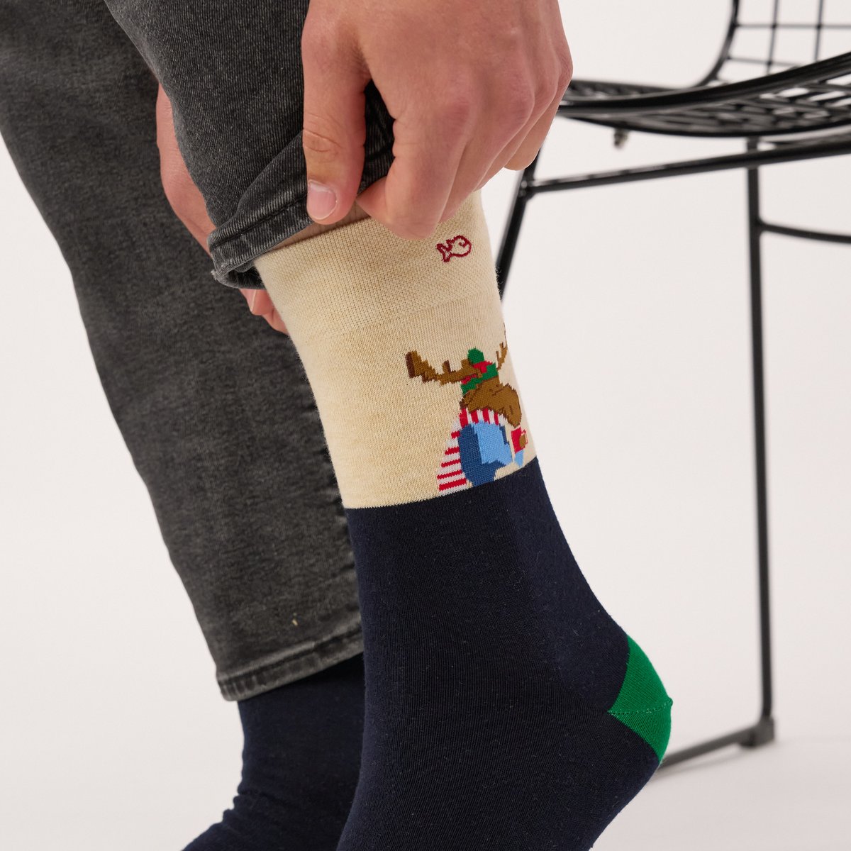 Chaussettes en coton peigné A MOTIFS bleu foncé, BILLYBELT