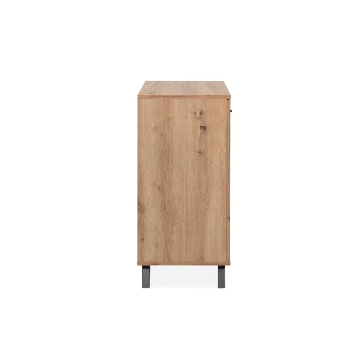 Petit buffet moderne 1 porte noire rainurée ALVA bois naturel, PIER IMPORT