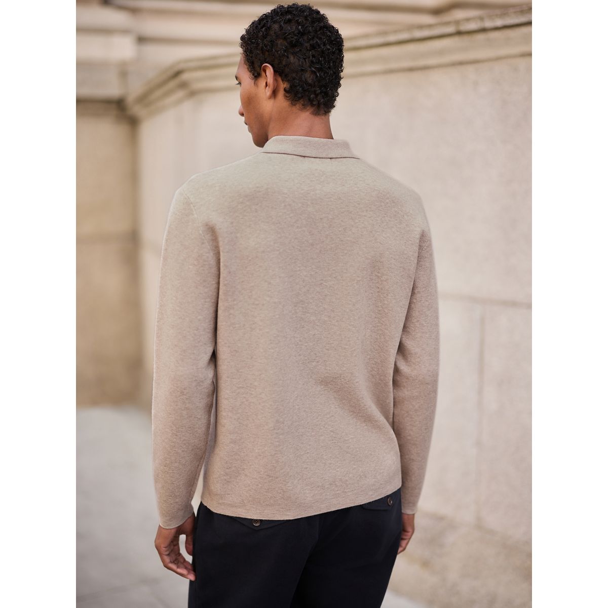 Polo maille en laine ultra-douce oatmeal, NEXT