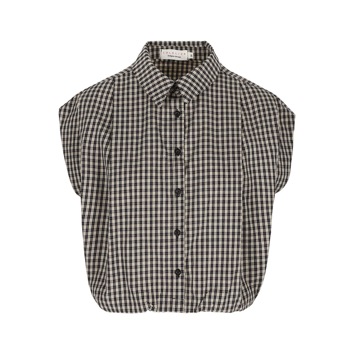 Chemise sans manches effet boule bleu marine, LOLALIZA