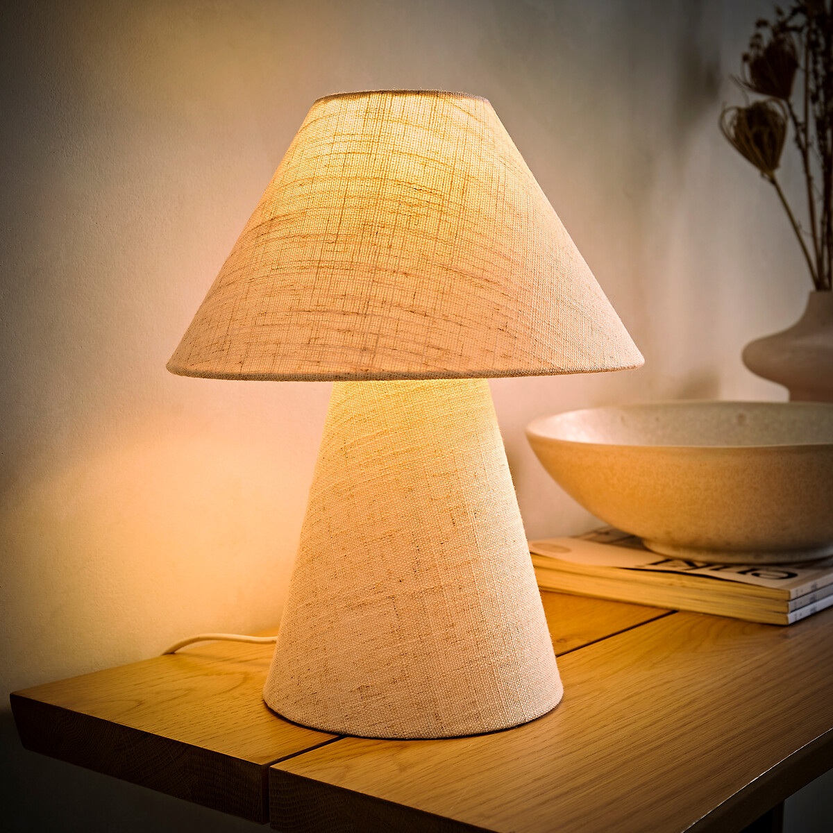 Ginny Tapered Linen Table Lamp natural, SO'HOME
