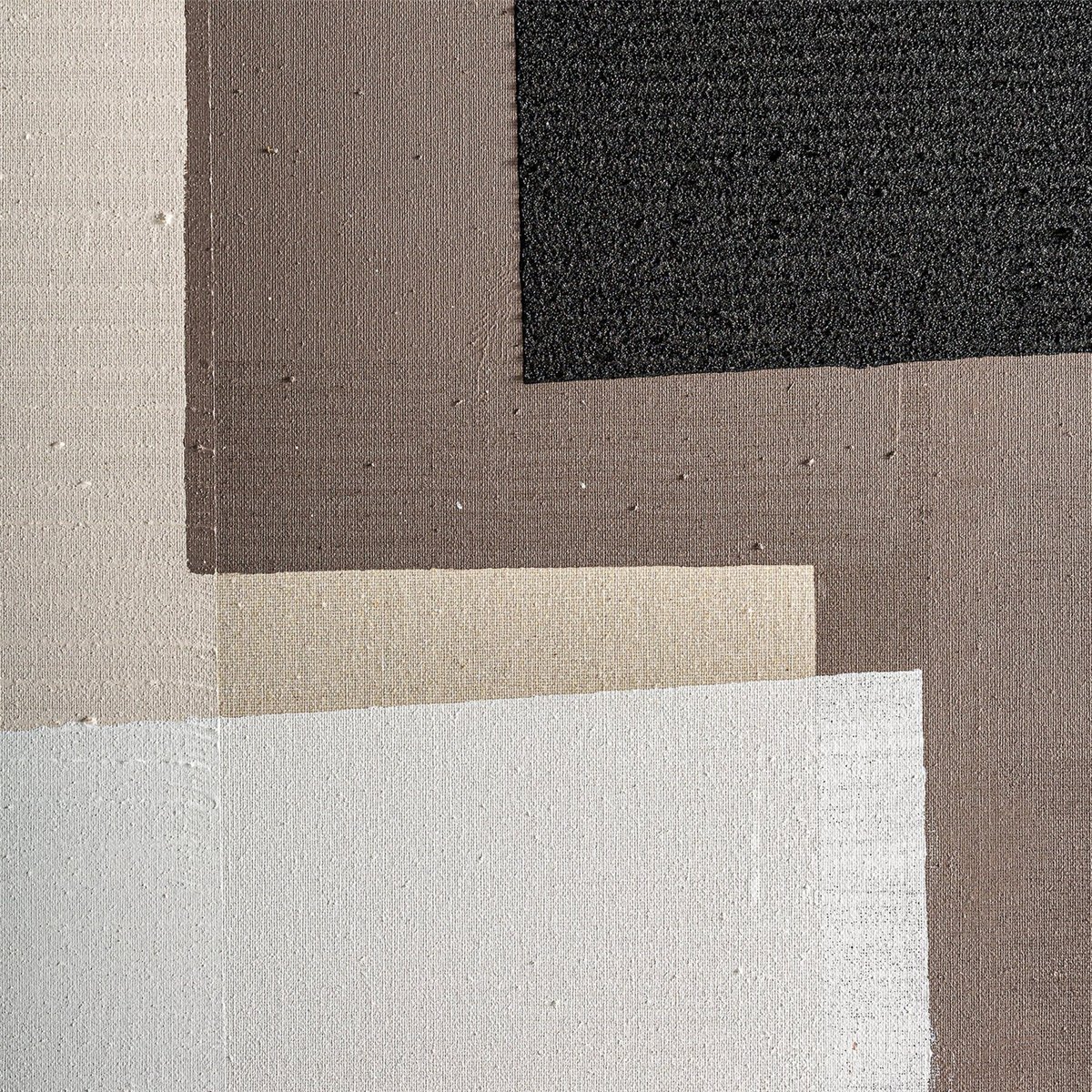 Tableau contemporain en toile, Fait main beige naturel et bois clair, RECOLLECTION