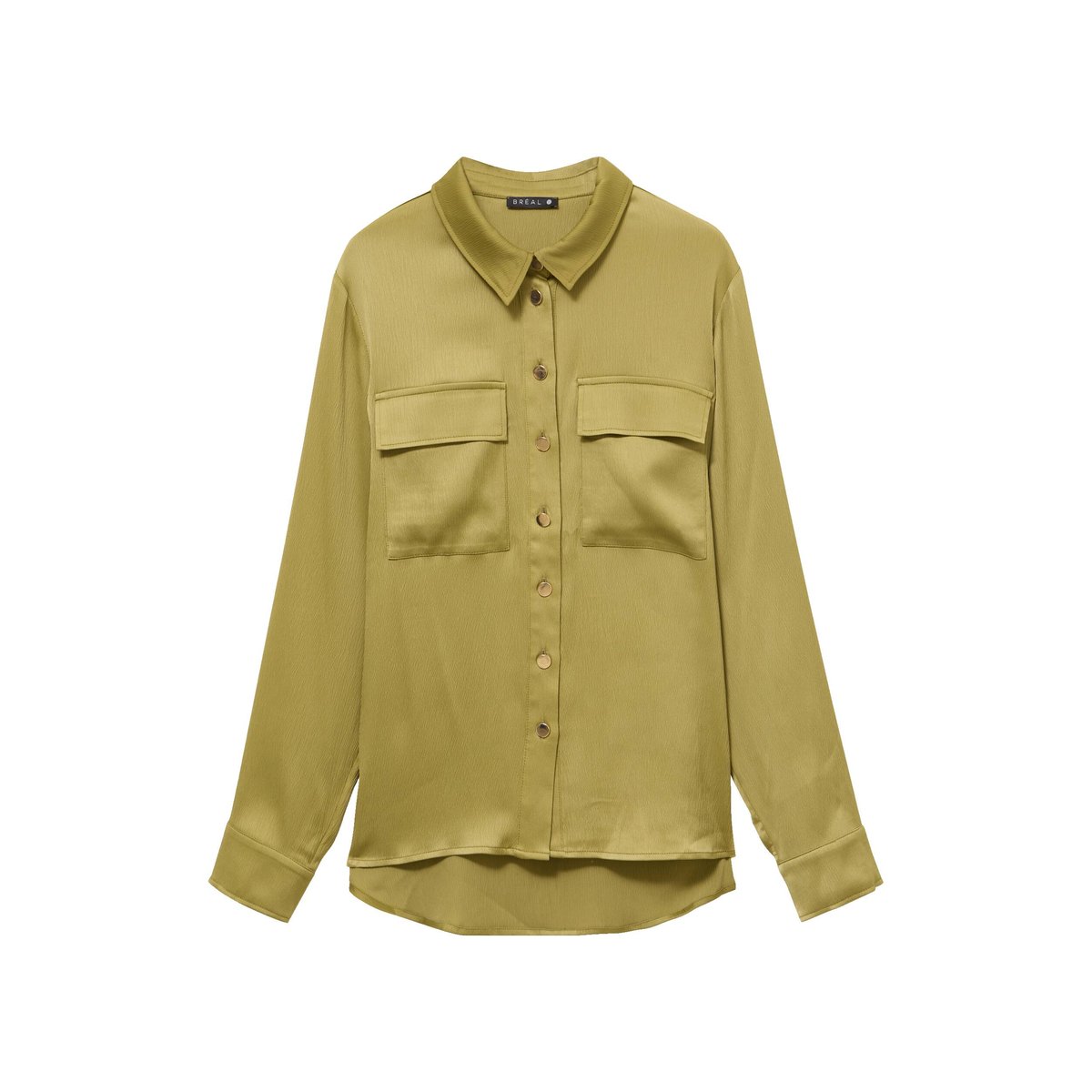 Chemise droite mi-longue fluide vert olive, BREAL