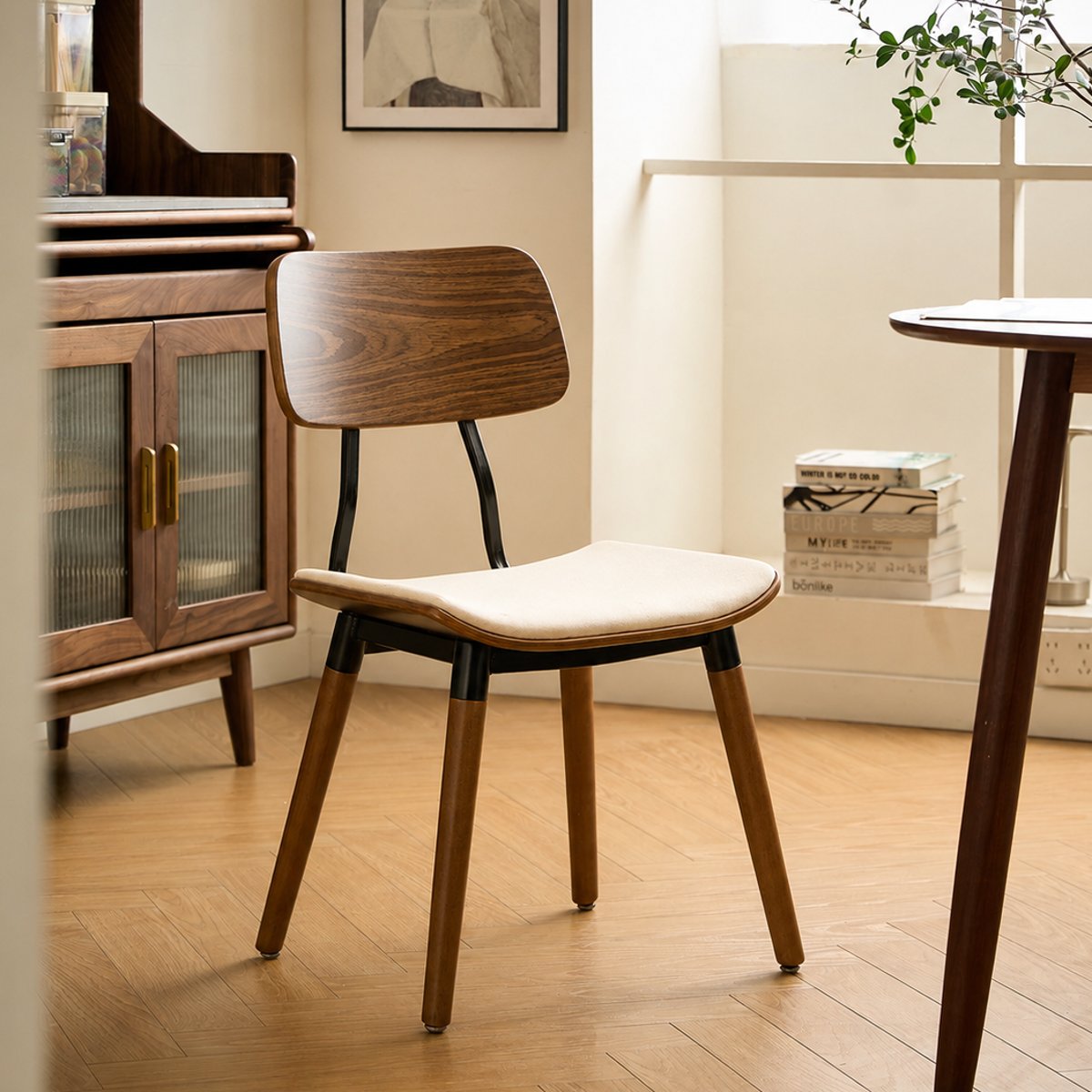 Lot de 2 chaises, bois et velours, VICTORIA beige, NORDLYS