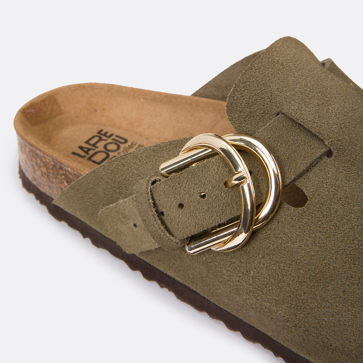 Mules sabots en cuir suédé kaki, LA REDOUTE COLLECTIONS