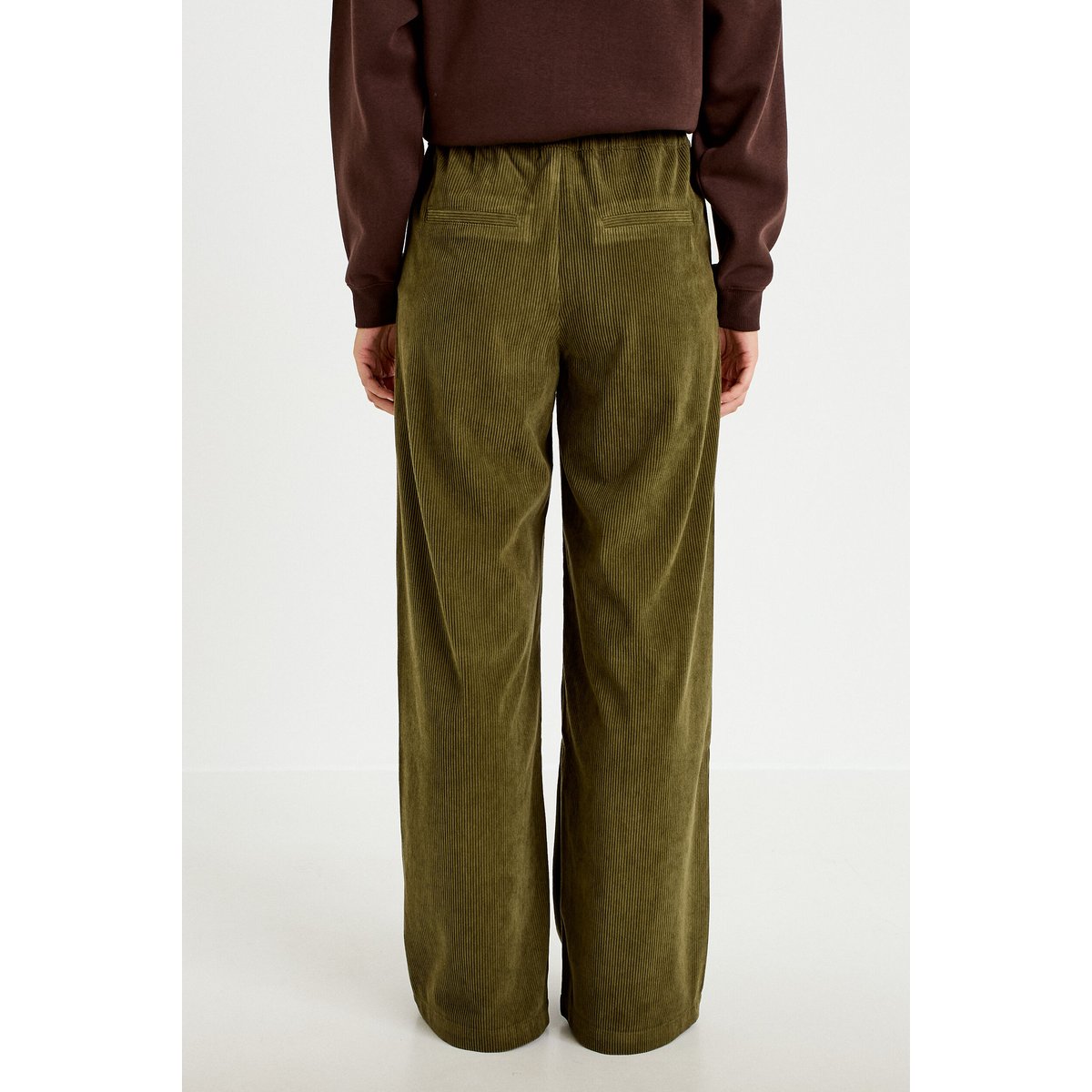 Pantalon bootcut taille standard velours vert kaki, CACHE CACHE