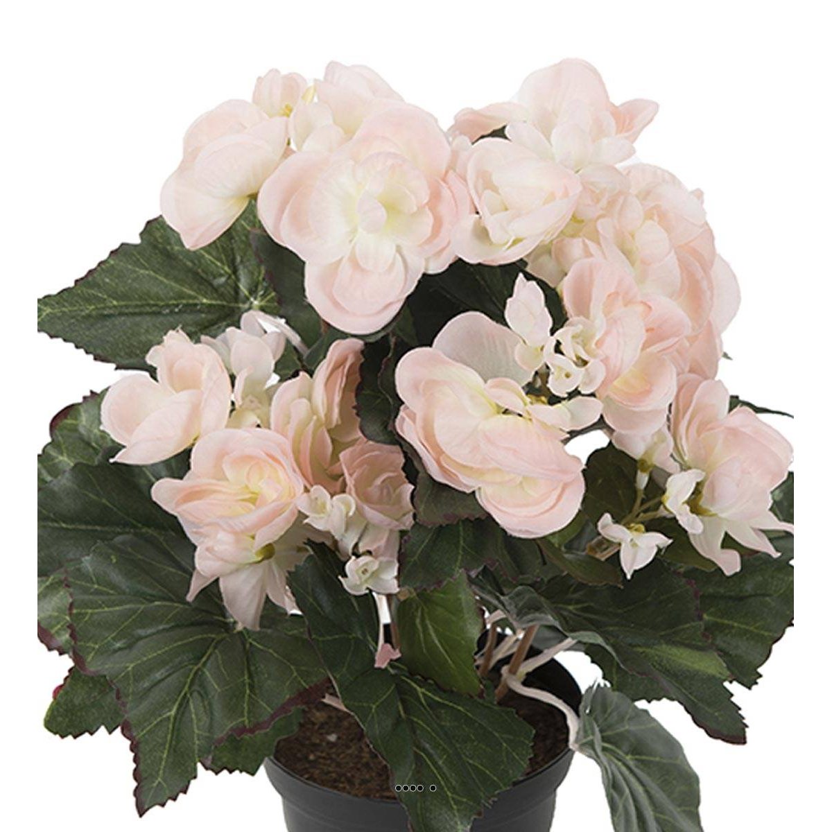 Begonia artificiel en pot H 28 cm superbe qua rose pâle, ARTIFICIELLES