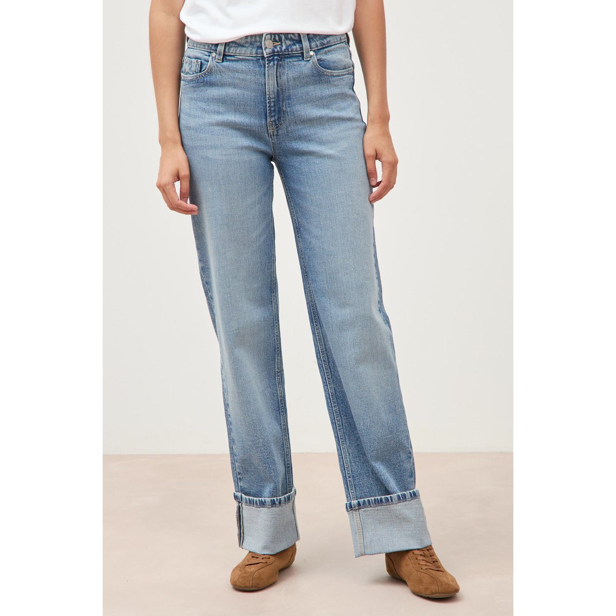 Jeans straight taille standard bleu, BONOBO
