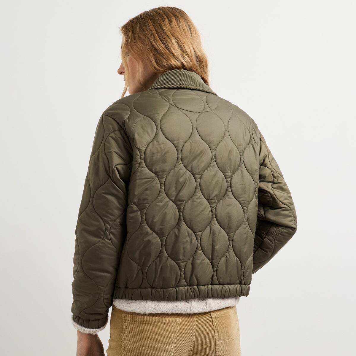 Veste Matelassée À Col En Velours Côtelé vert kaki, PEPE JEANS