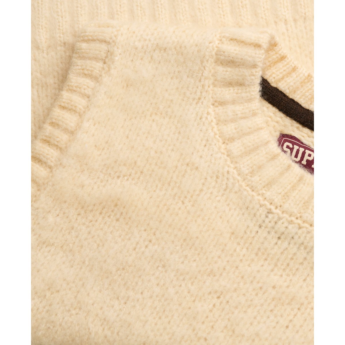 Débardeur en Maille Brossée Col Rond crème brûlée, SUPERDRY