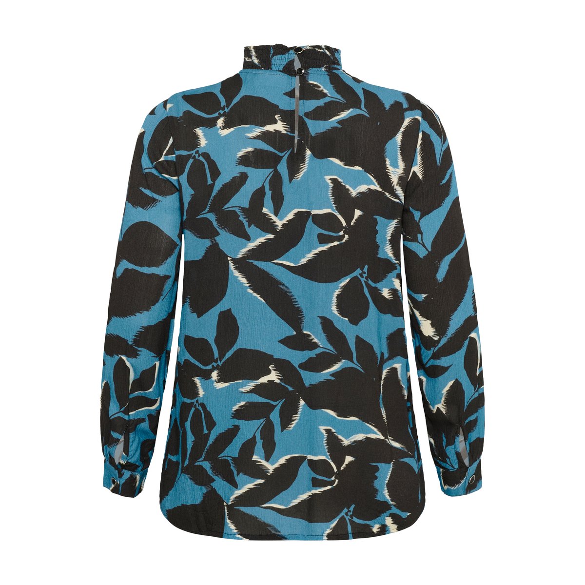 Blouse à manches longues bleu noir windward blue/black flower, KAFFE CURVE