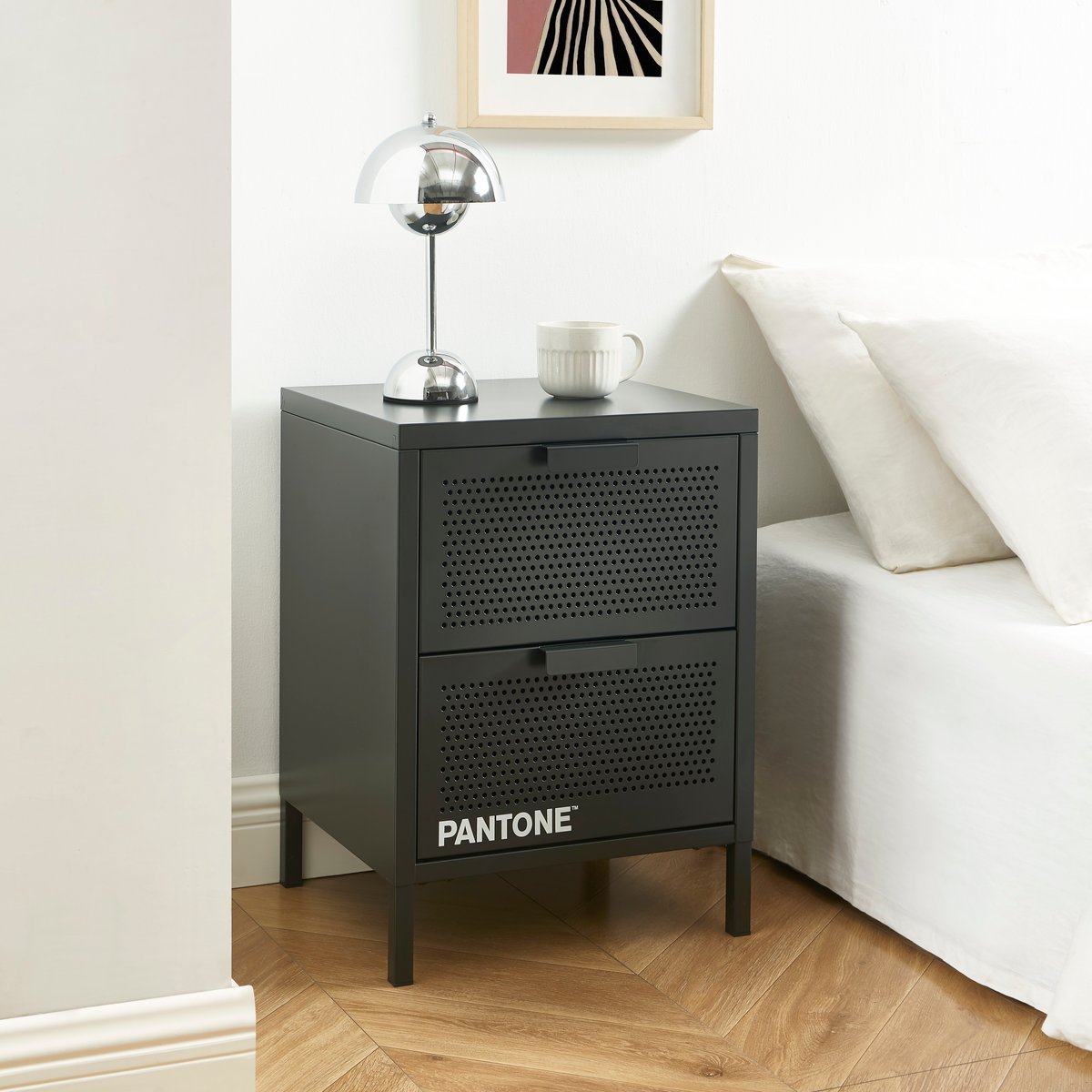 Table de chevet en acier gris anthracite / tcx 19-5005, PANTONE