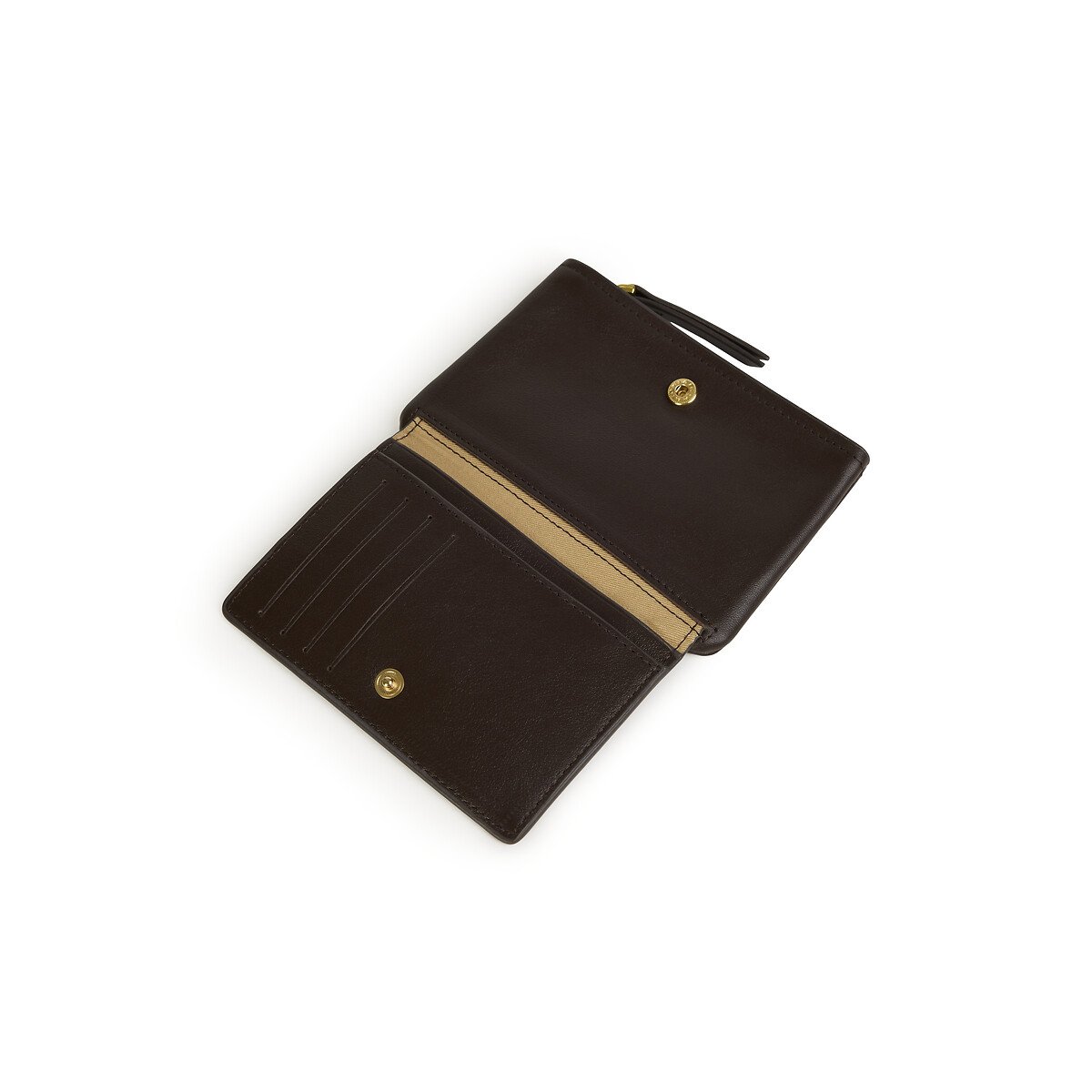 Soly Grained Leather Wallet with Zip Fastening ebony, NAT & NIN