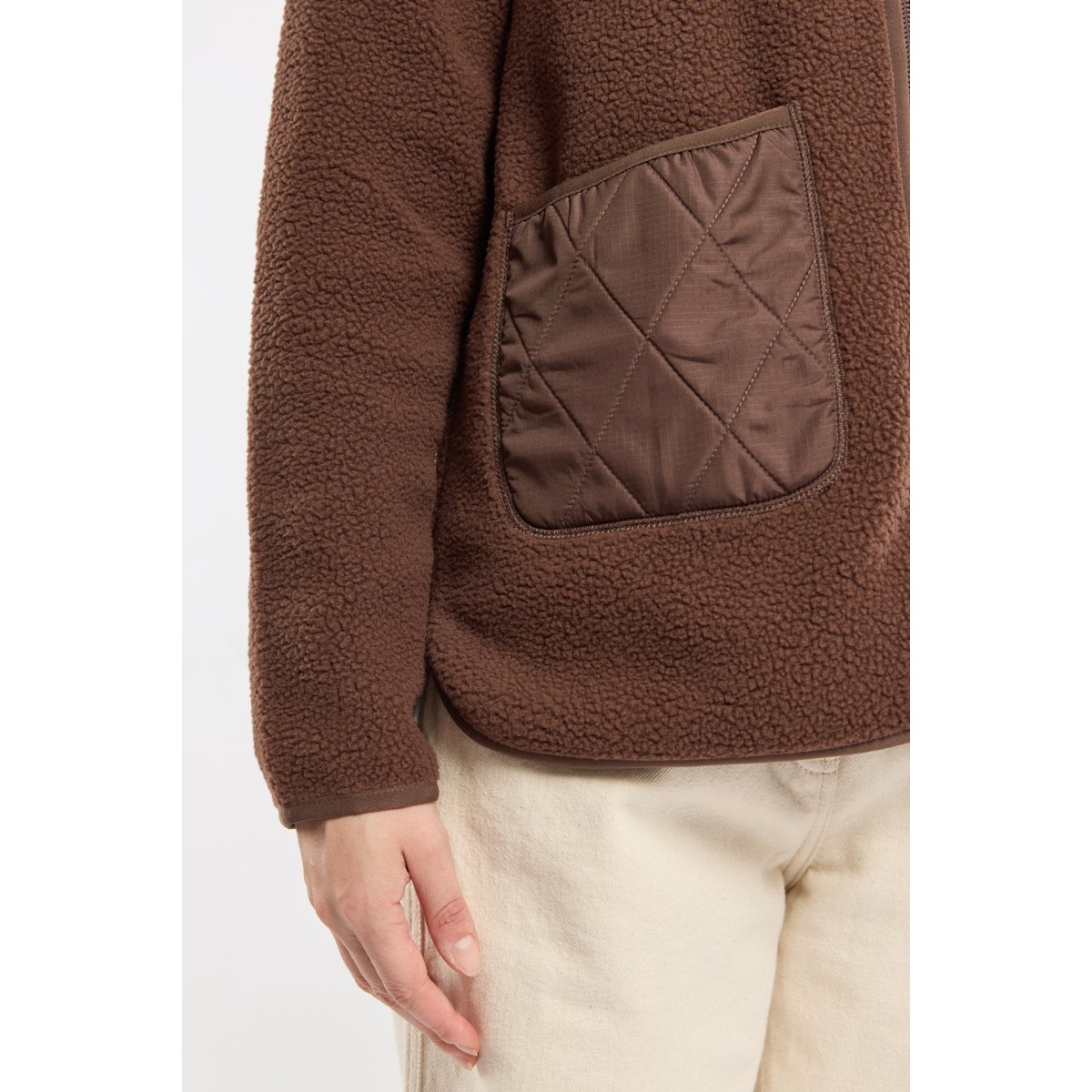Veste polaire moutonnée en polyester recyclé MAHREZE chocolat, BERMUDES
