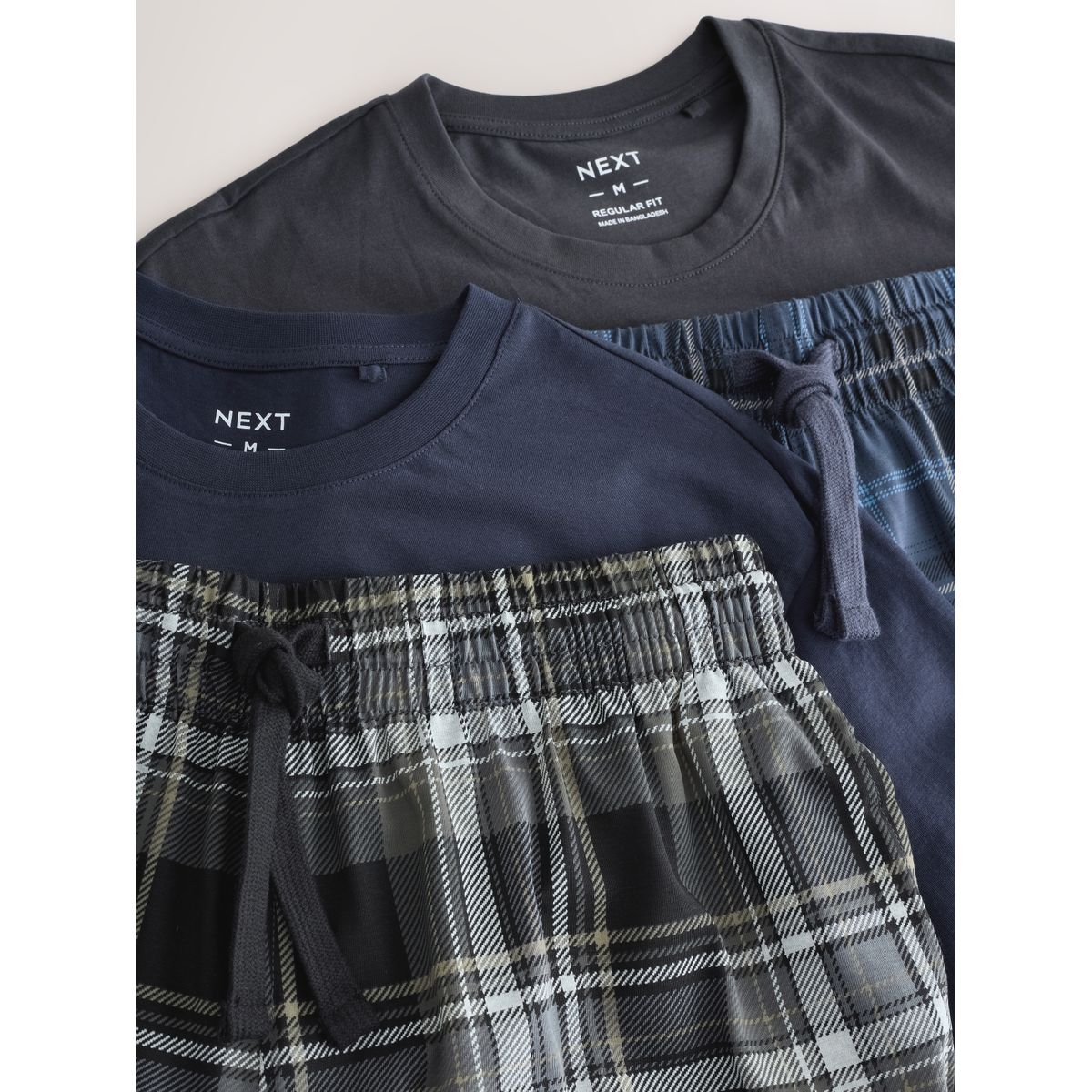 Pyjama en jersey à carreaux, lot de 2 noir/bleu marine, NEXT