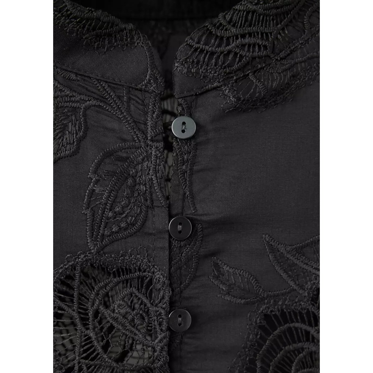 Chemise en lyocell avec broderies ajourées noir, MANGO